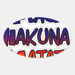 Pegatina Ovalada Arte degradado de Peace Hakuna Matata