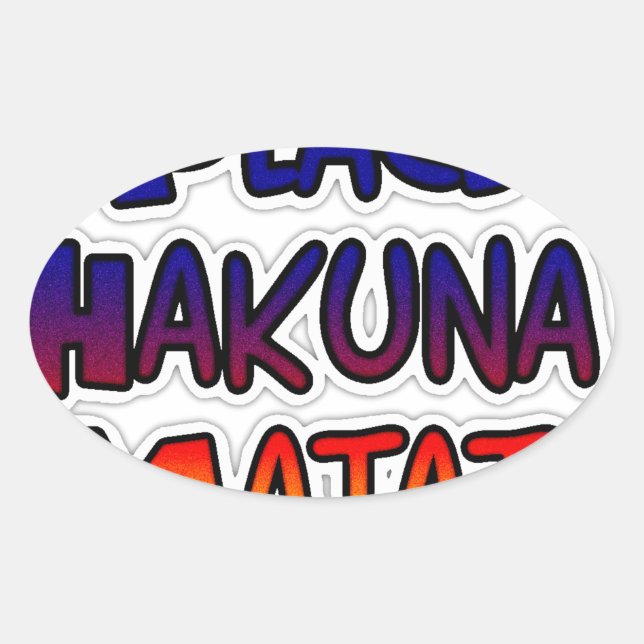 Pegatina Ovalada Arte degradado de Peace Hakuna Matata (Anverso)