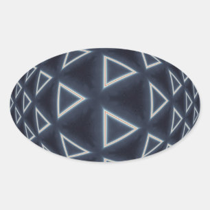 Pegatina Ovalada Arte geométrico esférico triangular futurista