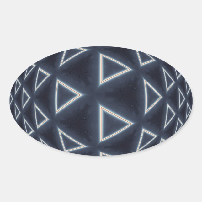 Pegatina Ovalada Arte geométrico esférico triangular futurista (Anverso)