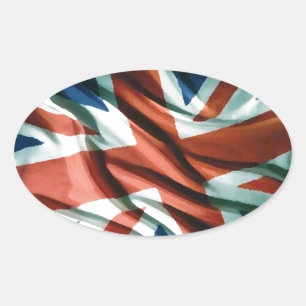 Pegatina Ovalada Arte pop de bandera británica