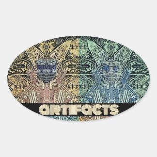 Pegatina Ovalada artefactos 4 cabezas de mosca 3 'oval'