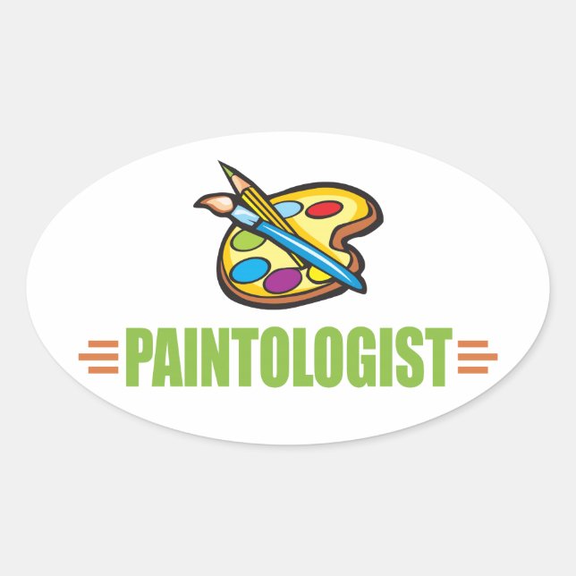 Pegatina Ovalada Artista divertida (Anverso)