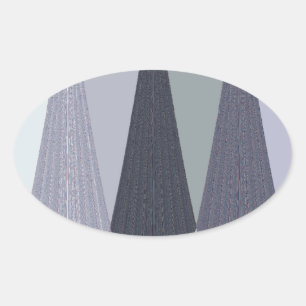 Pegatina Ovalada Ash Gray Chevron Dots Art Print