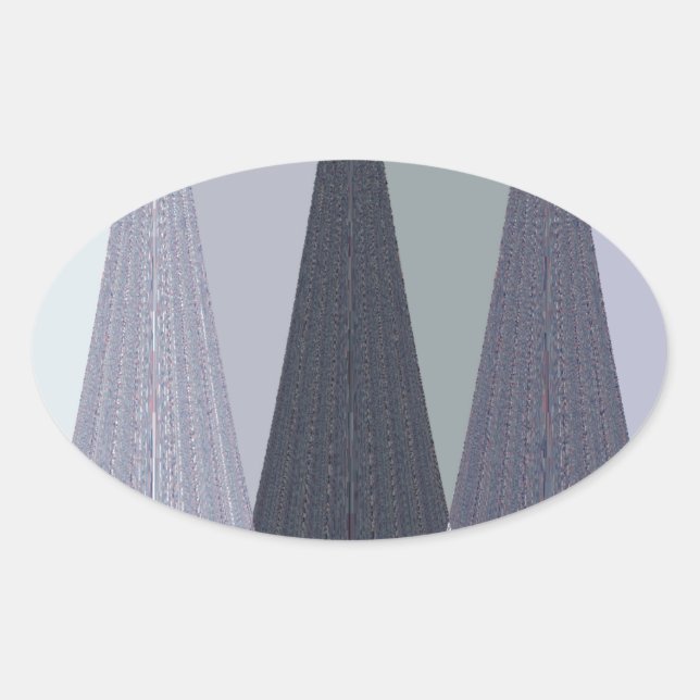 Pegatina Ovalada Ash Gray Chevron Dots Art Print (Anverso)