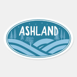 Pegatina Ovalada Ashland Oregon al aire libre