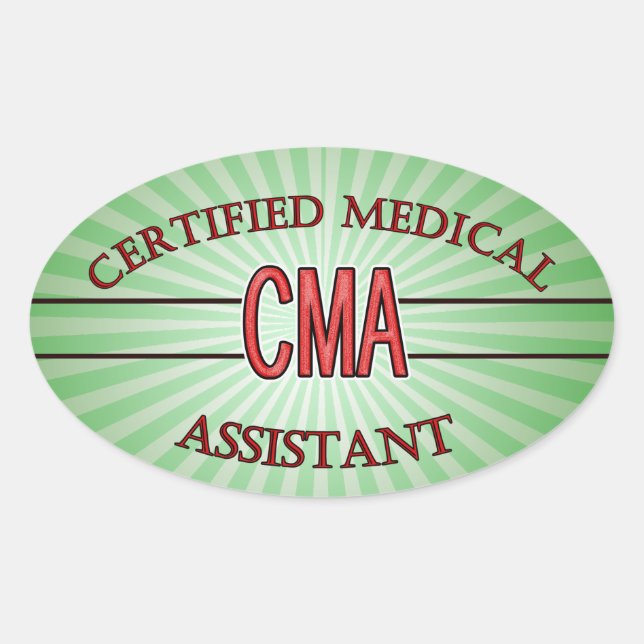 PEGATINA OVALADA ASISTENTE MÉDICO CERTIFICADO DE LOGO CMA (Anverso)
