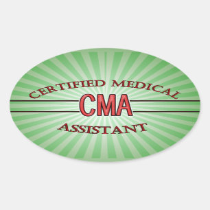 PEGATINA OVALADA ASISTENTE MÉDICO CERTIFICADO DE LOGO CMA