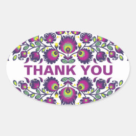 Pegatina Ovalada 🤩 💜 Asombroso folk Wycinanki