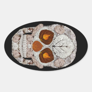 Pegatina Ovalada Aspen Leaf Skull 11