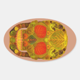 Pegatina Ovalada Aspen Leaf Skull 12
