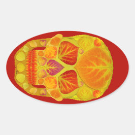 Pegatina Ovalada Aspen Leaf Skull 13