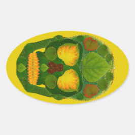 Pegatina Ovalada Aspen Leaf Skull 9
