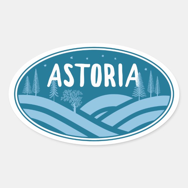 Pegatina Ovalada Astoria Oregon (Anverso)