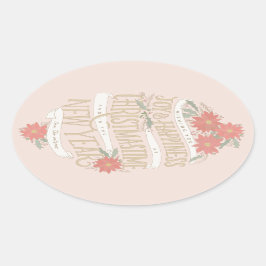 Pegatina Ovalada Ataques y pancartas de Poinsettia