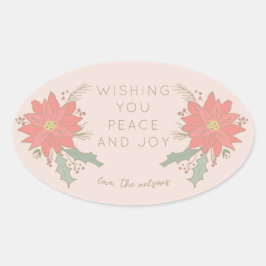 Pegatina Ovalada Ataques y pancartas de Poinsettia