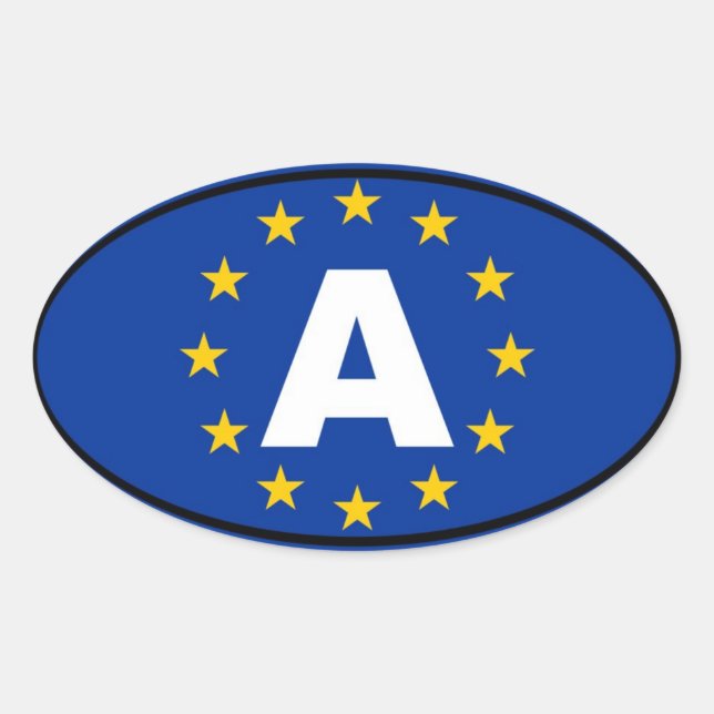 Pegatina Ovalada Austria - A - Europeo (Anverso)