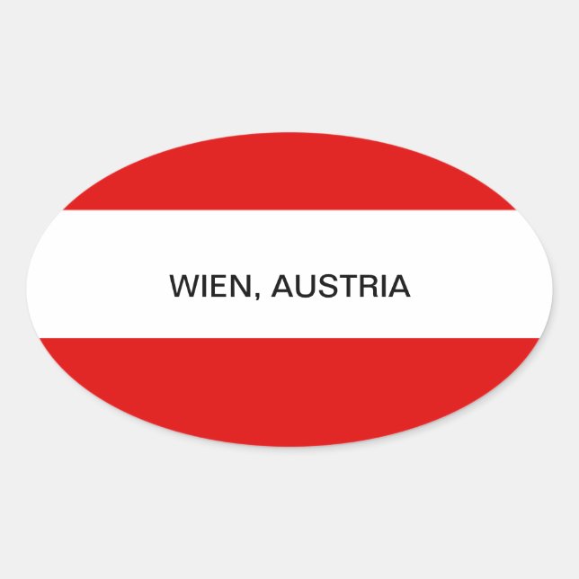Pegatina Ovalada AUSTRIA: Bandera de Austria—Wien (Anverso)