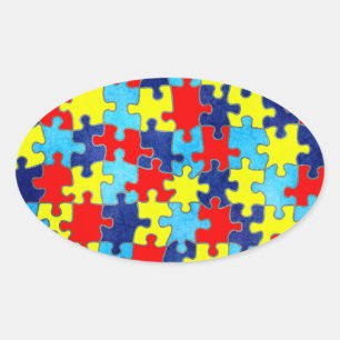 Pegatina Ovalada Autism Awareness-Puzzle by Shirley Taylor