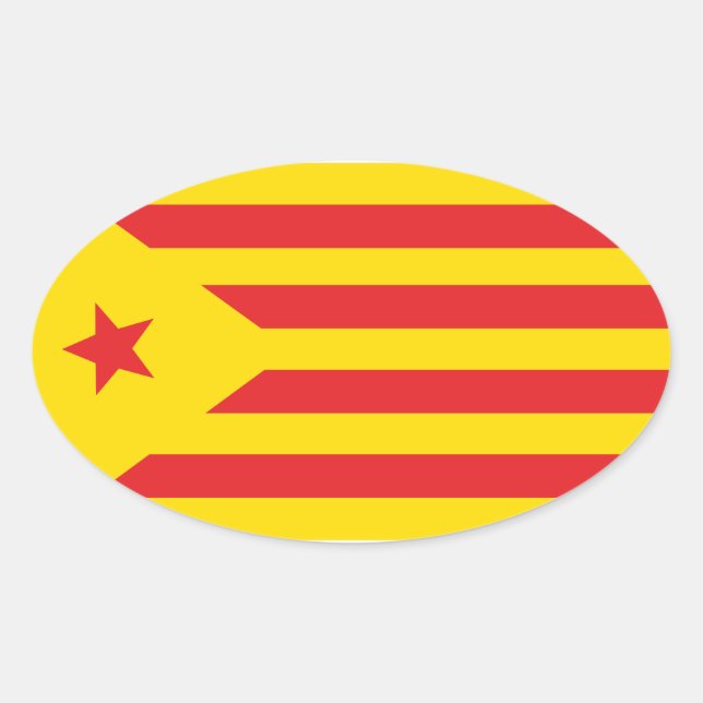 Pegatina Ovalada Autoadhesivo Bandera Catalana “Serenya " (Anverso)