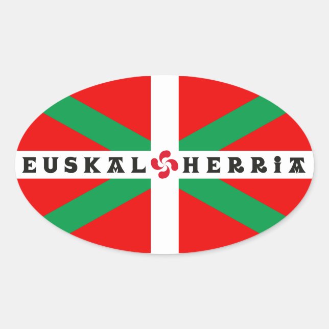 Pegatina Ovalada Autoadhesivo Bandera Vasca “ikkurina " (Anverso)