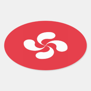 Pegatina Ovalada Autoadhesivo Cruz Vasca “Lauburu "