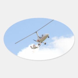 Pegatina Ovalada Autogiro en vuelo