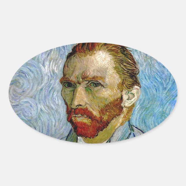 Pegatina Ovalada Autoretrato Van Gogh (Anverso)