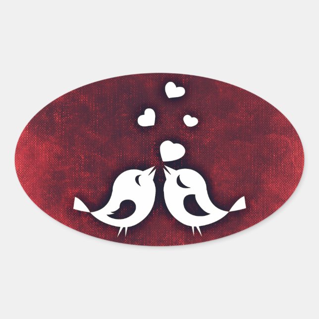 Pegatina Ovalada Aves amorosas (Anverso)