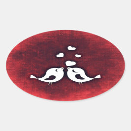 Pegatina Ovalada Aves amorosas