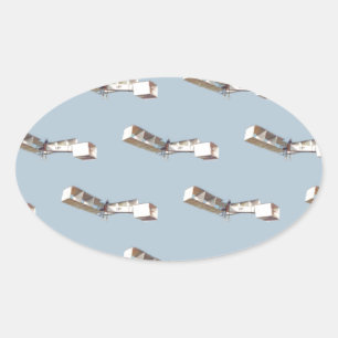 Pegatina Ovalada Avión Santos-Dumont 14-Bis