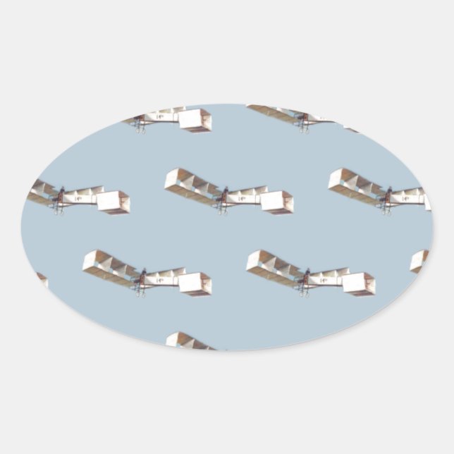 Pegatina Ovalada Avión Santos-Dumont 14-Bis (Anverso)