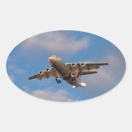 Pegatina Ovalada Avro RJ85 Jet aterrizando
