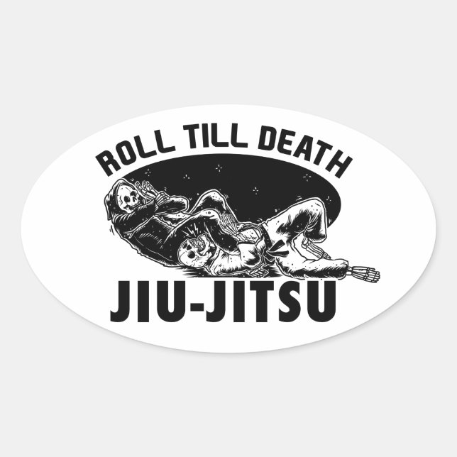 Pegatina Ovalada Awesome BJJ Grim Reaper Armbar Jiu-jitsu Sticker (Anverso)