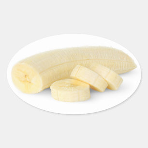 Pegatina Ovalada Azotado y cortado banano