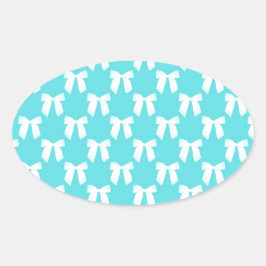 Pegatina Ovalada Azul Aqua con Boda blanco