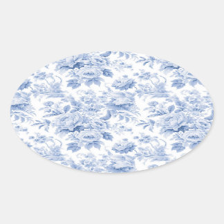 Pegatina Ovalada Azul floral de Francia