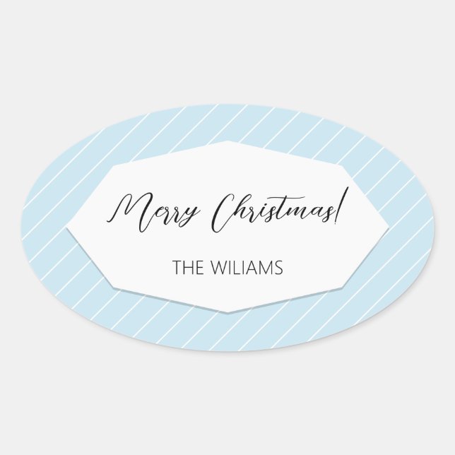 Pegatina Ovalada Azul geométrico moderno simple (Anverso)