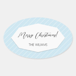 Pegatina Ovalada Azul geométrico moderno simple