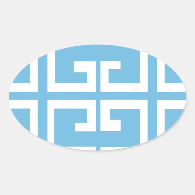 Pegatina Ovalada Azulejos azul claro y blanco (Anverso)