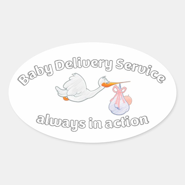 Pegatina Ovalada Baby Delivery Service ! Always in action ! Midwife (Anverso)