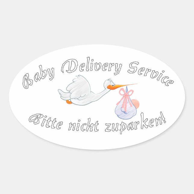 Pegatina Ovalada Baby Delivery Service ! Bitte nicht zuparken !  (Anverso)