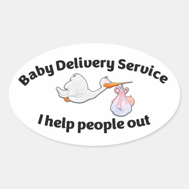 Pegatina Ovalada Baby Delivery Service I help people out | midwife (Anverso)