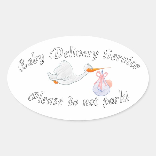 Pegatina Ovalada Baby Delivery Service! Please do not park! Midwife (Anverso)
