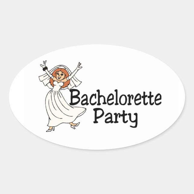 Pegatina Ovalada Bachelorette Party Bride (Anverso)