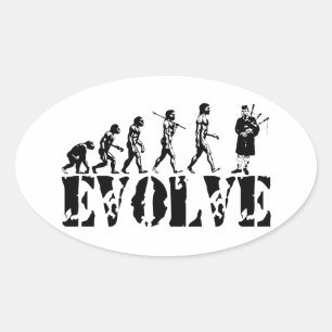Pegatina Ovalada Bagpipe Pipers Bagpiper Musical Evolution Art