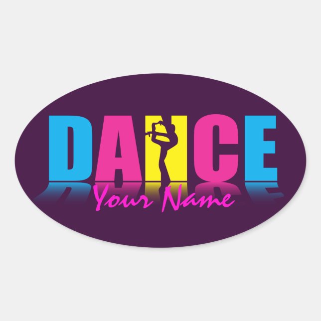 Pegatina Ovalada Bailarín de danza personalizado (Anverso)