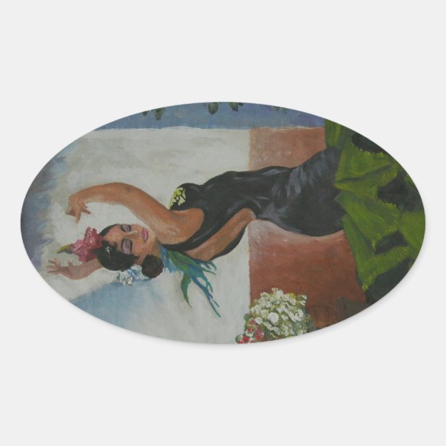 Pegatina Ovalada Bailarina de España (Anverso)