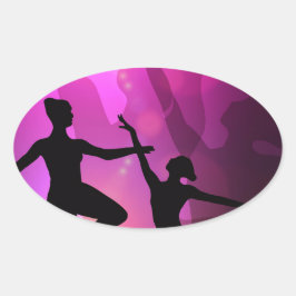 Pegatina Ovalada Bailarines de ballet