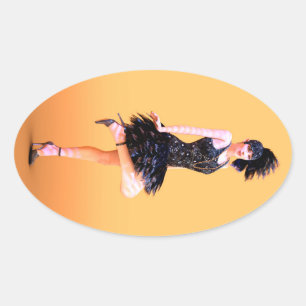 Pegatina Ovalada Baile Flapper Vintage